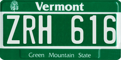 VT license plate ZRH616