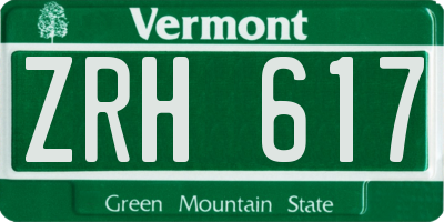 VT license plate ZRH617