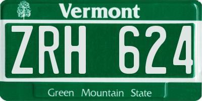 VT license plate ZRH624