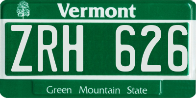 VT license plate ZRH626