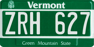 VT license plate ZRH627