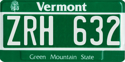 VT license plate ZRH632