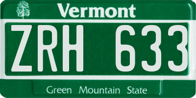 VT license plate ZRH633