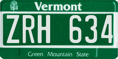 VT license plate ZRH634