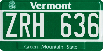 VT license plate ZRH636