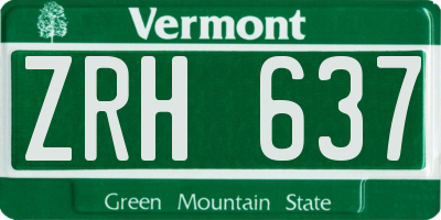 VT license plate ZRH637