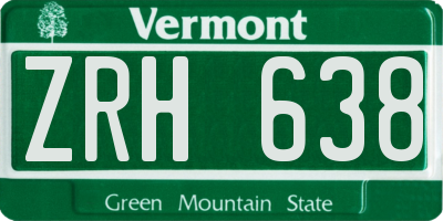 VT license plate ZRH638