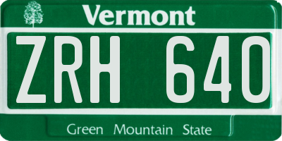 VT license plate ZRH640
