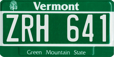 VT license plate ZRH641