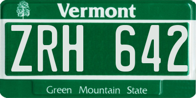VT license plate ZRH642