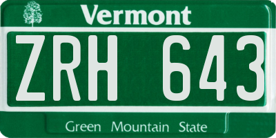 VT license plate ZRH643