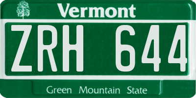 VT license plate ZRH644
