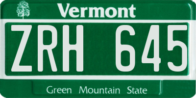 VT license plate ZRH645