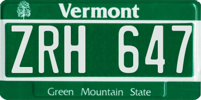 VT license plate ZRH647