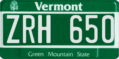 VT license plate ZRH650