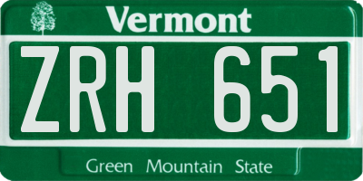 VT license plate ZRH651