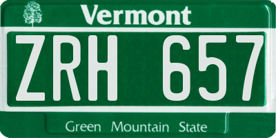 VT license plate ZRH657