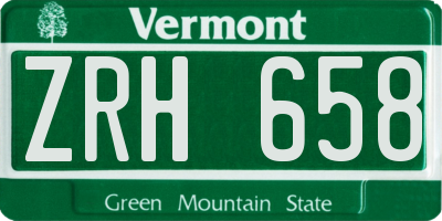 VT license plate ZRH658