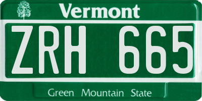 VT license plate ZRH665