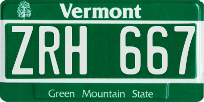 VT license plate ZRH667