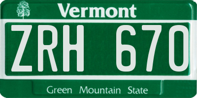 VT license plate ZRH670