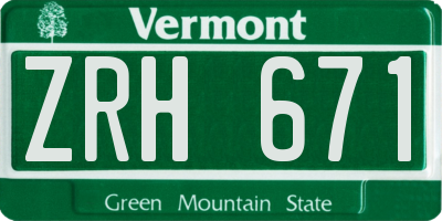 VT license plate ZRH671