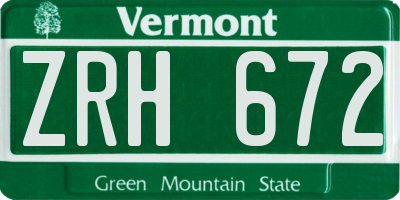 VT license plate ZRH672