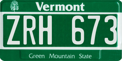 VT license plate ZRH673