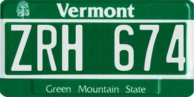 VT license plate ZRH674