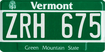 VT license plate ZRH675