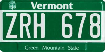 VT license plate ZRH678