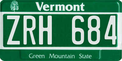 VT license plate ZRH684