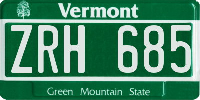 VT license plate ZRH685