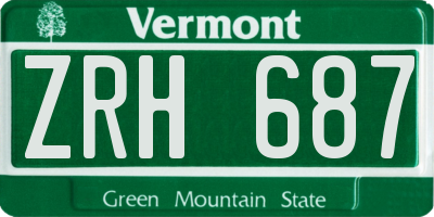 VT license plate ZRH687