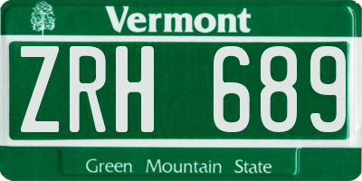 VT license plate ZRH689