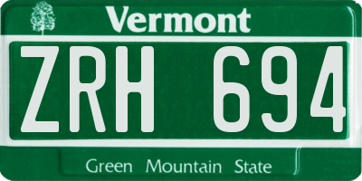 VT license plate ZRH694
