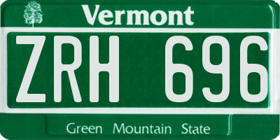 VT license plate ZRH696
