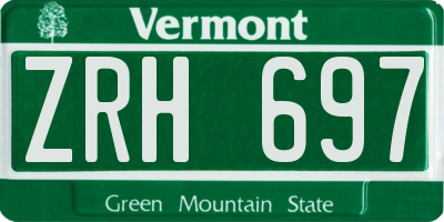 VT license plate ZRH697