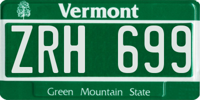 VT license plate ZRH699