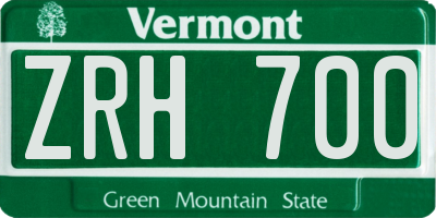 VT license plate ZRH700