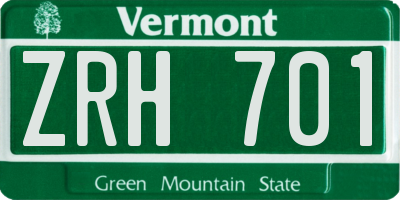 VT license plate ZRH701