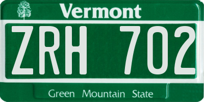 VT license plate ZRH702