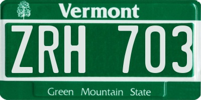 VT license plate ZRH703