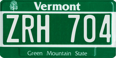 VT license plate ZRH704