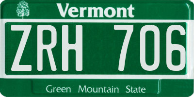 VT license plate ZRH706