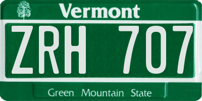 VT license plate ZRH707