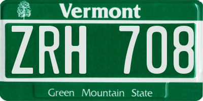 VT license plate ZRH708