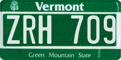 VT license plate ZRH709