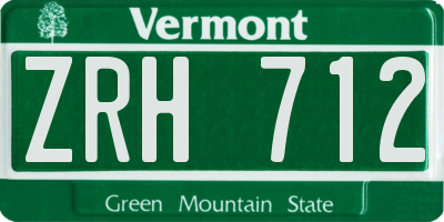 VT license plate ZRH712