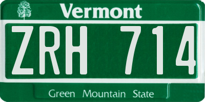 VT license plate ZRH714